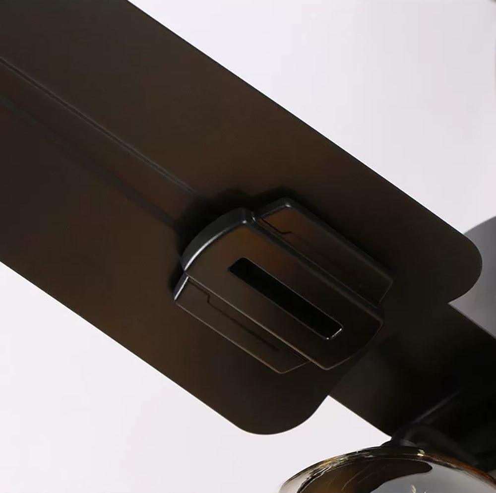 Modern Glass Ceiling Fan  Black Metal Frame With Clear Shades - Product detail 13
