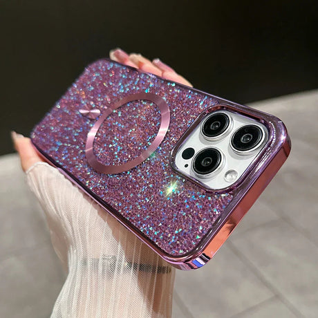 Glitter iPhone Case  Magnetic Sparkle Phone Cover - Product showcase