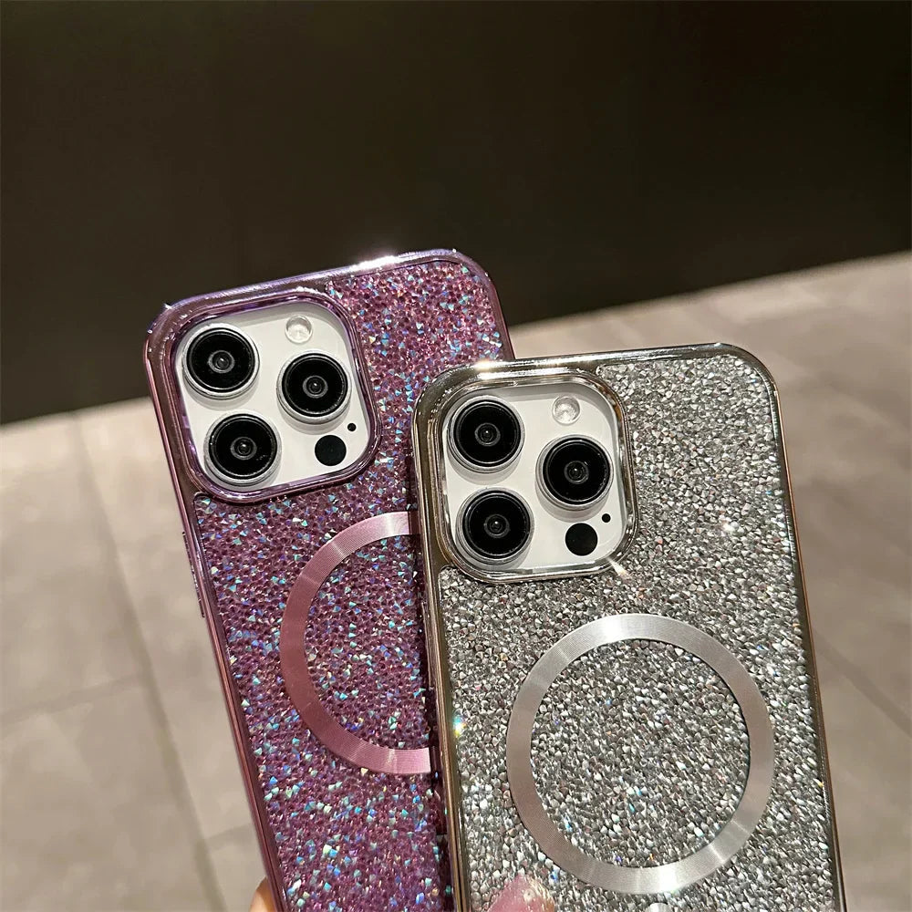 Glitter iPhone Case  Magnetic Sparkle Phone Cover - Detailed view