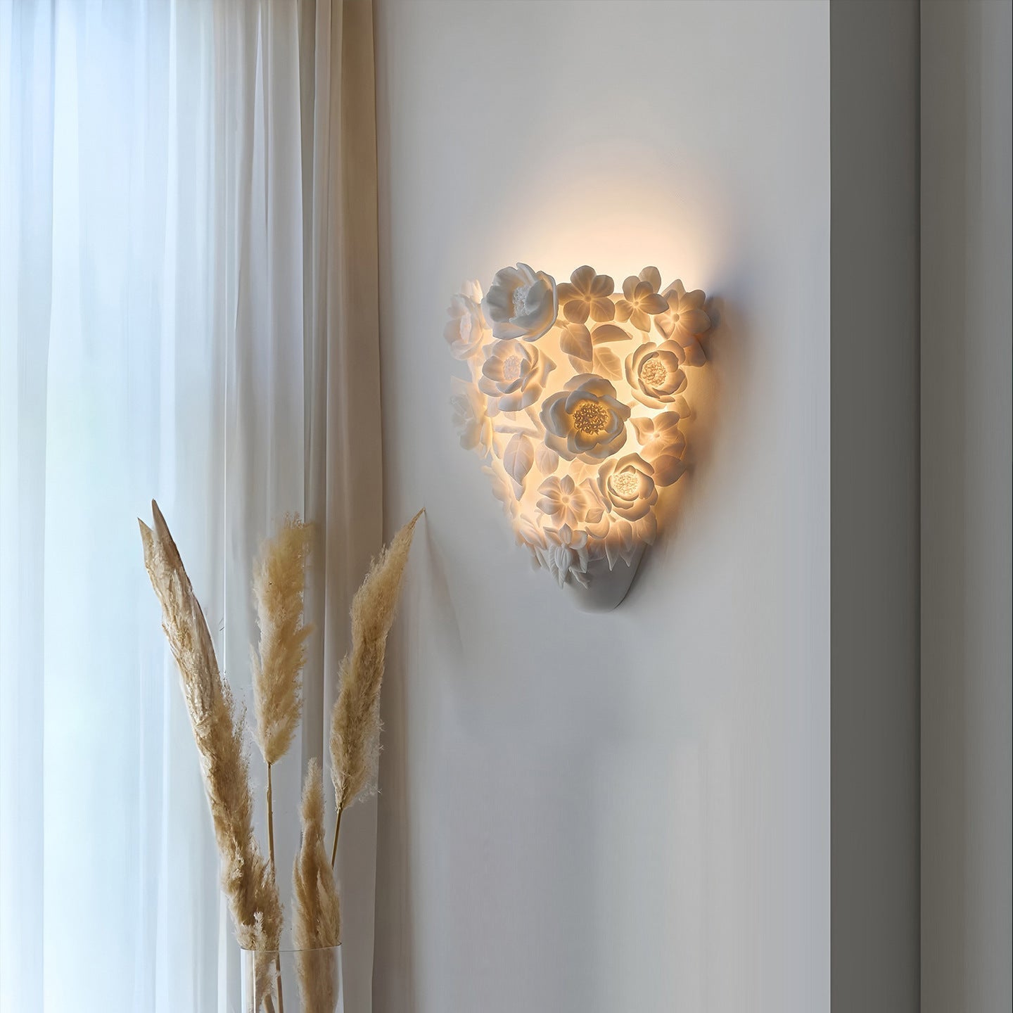 Floral Wall Light  Ceramic Blossom Design - Detailed view