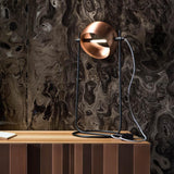 Modern Globe Table Lamp  Copper Metal Ring Design - Detailed view