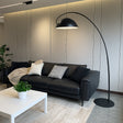 Modern Arc Floor Lamp  Black Metal Dome Shade - Product showcase