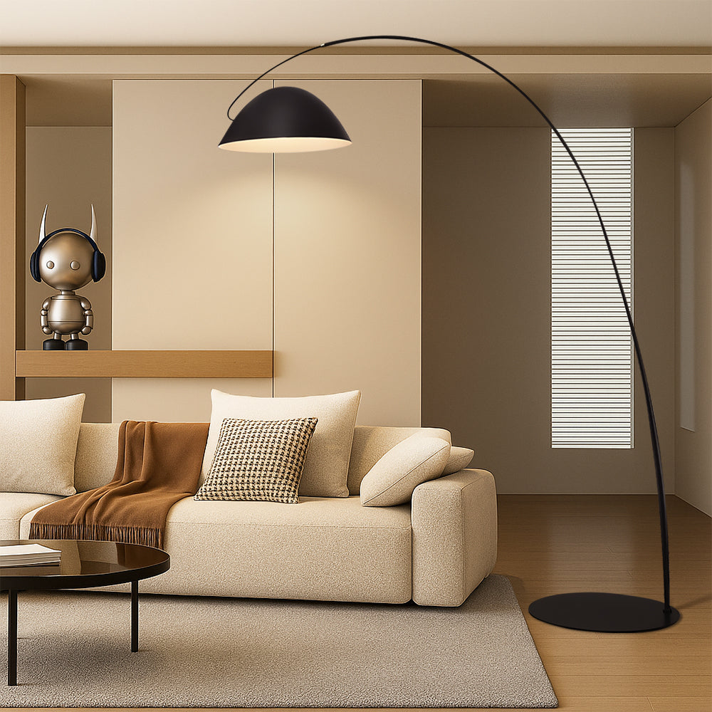 Modern Arc Floor Lamp  Black Metal Dome Shade - Product detail 4