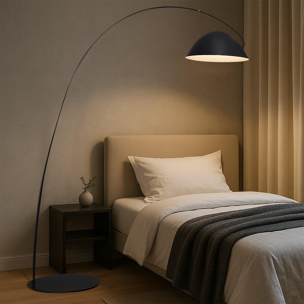 Modern Arc Floor Lamp  Black Metal Dome Shade - Product detail 5