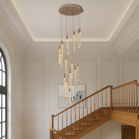 Modern Crystal Pendant Light  Multi-Level LED Spiral Chandelier - Product example