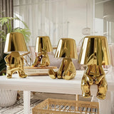 Modern Sculptural Table Lamp  Golden Metallic Art Design - Product showcase