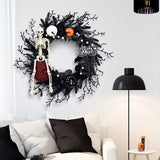 Gothic Halloween Wreath  Skeleton Pumpkin Door Decor - Detailed view