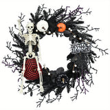 Gothic Halloween Wreath  Skeleton Pumpkin Door Decor - Product detail 4