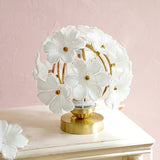 Floral Table Lamp  White Glass Petals with Gold Accents - Detailed view
