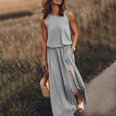 Casual Maxi Dress  Sleeveless Split Design with Pockets - Product detail 10