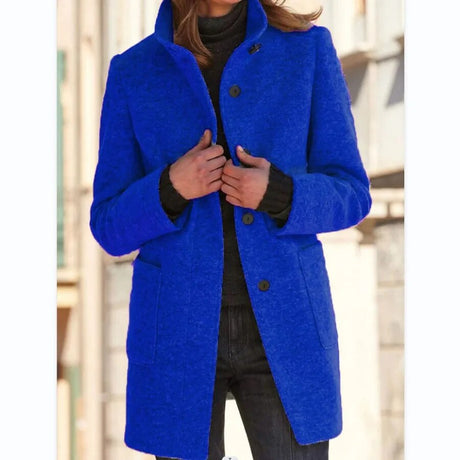 Wool Winter Coat  Stand Collar Gray Design - Product example