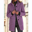 Wool Winter Coat  Stand Collar Gray Design - Product detail 4