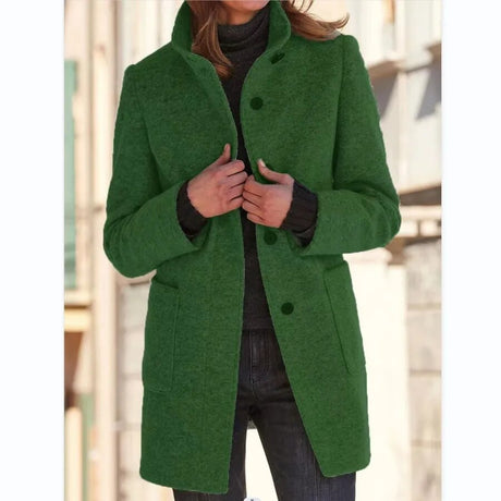 Wool Winter Coat  Stand Collar Gray Design - Product detail 6