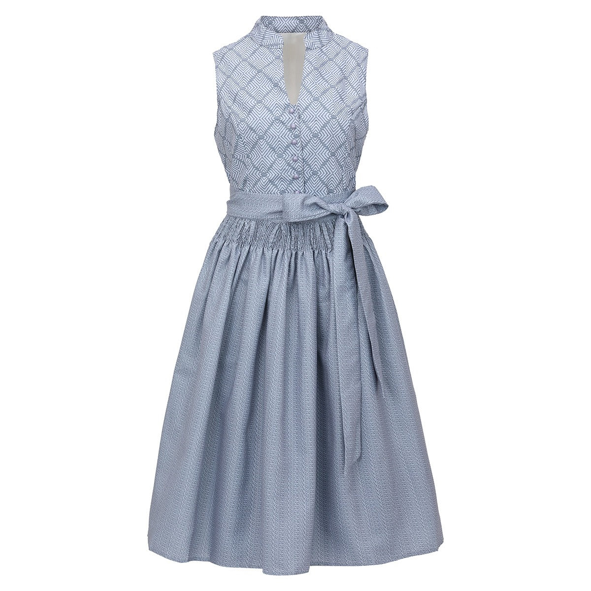 Traditional Dirndl Dress  Gray Lace Detail with Apron - Detailed view