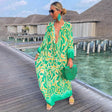 Boho Summer Maxi Dress  Green Abstract Print Design - Product detail 7
