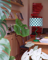 Retro Table Lamp  Green Checkerboard Pattern - Product detail 13