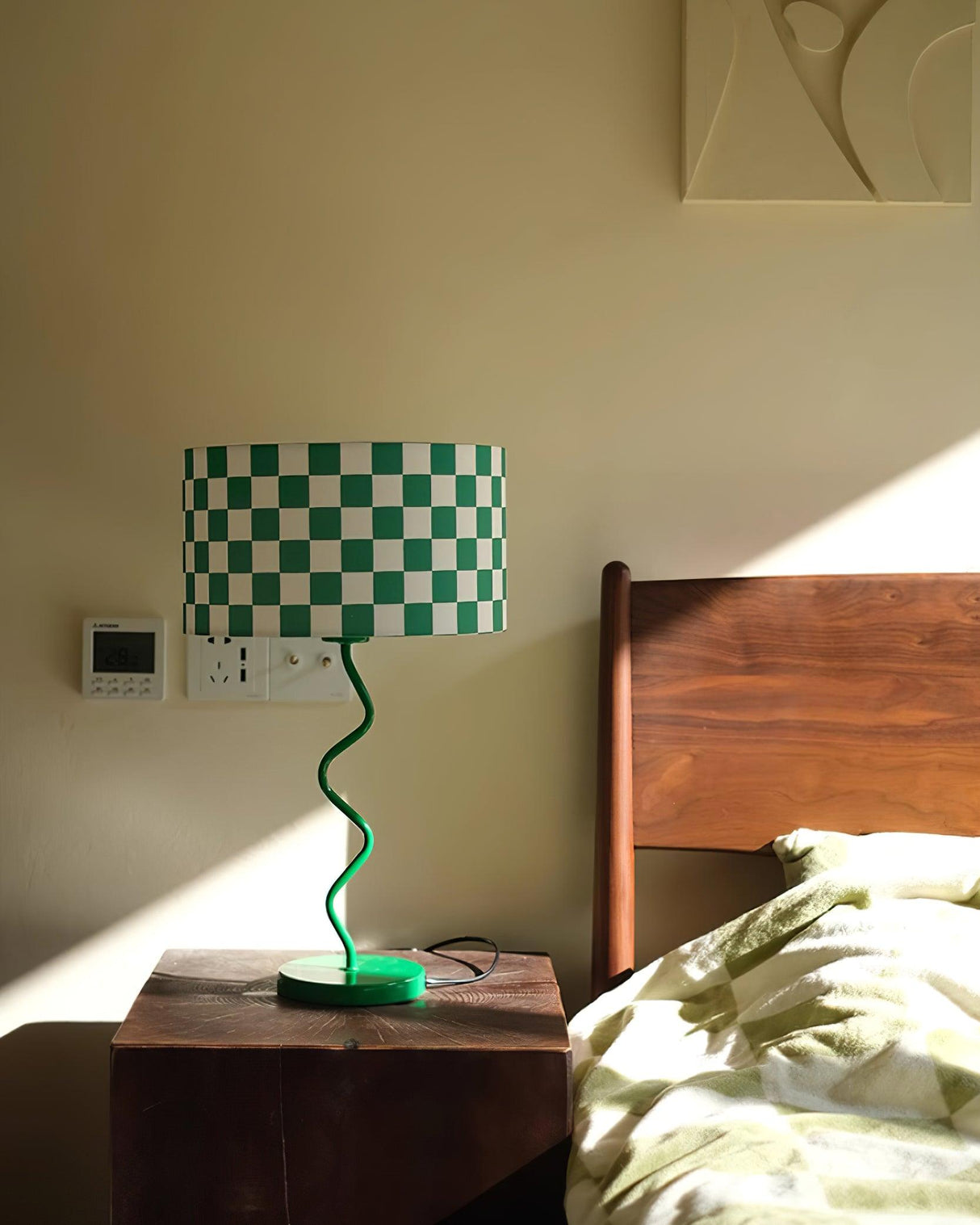 Retro Table Lamp  Green Checkerboard Pattern - Product detail 11