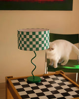 Retro Table Lamp  Green Checkerboard Pattern - Product detail 9