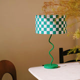 Retro Table Lamp  Green Checkerboard Pattern - Product detail 4