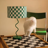 Retro Table Lamp  Green Checkerboard Pattern - Product detail 8