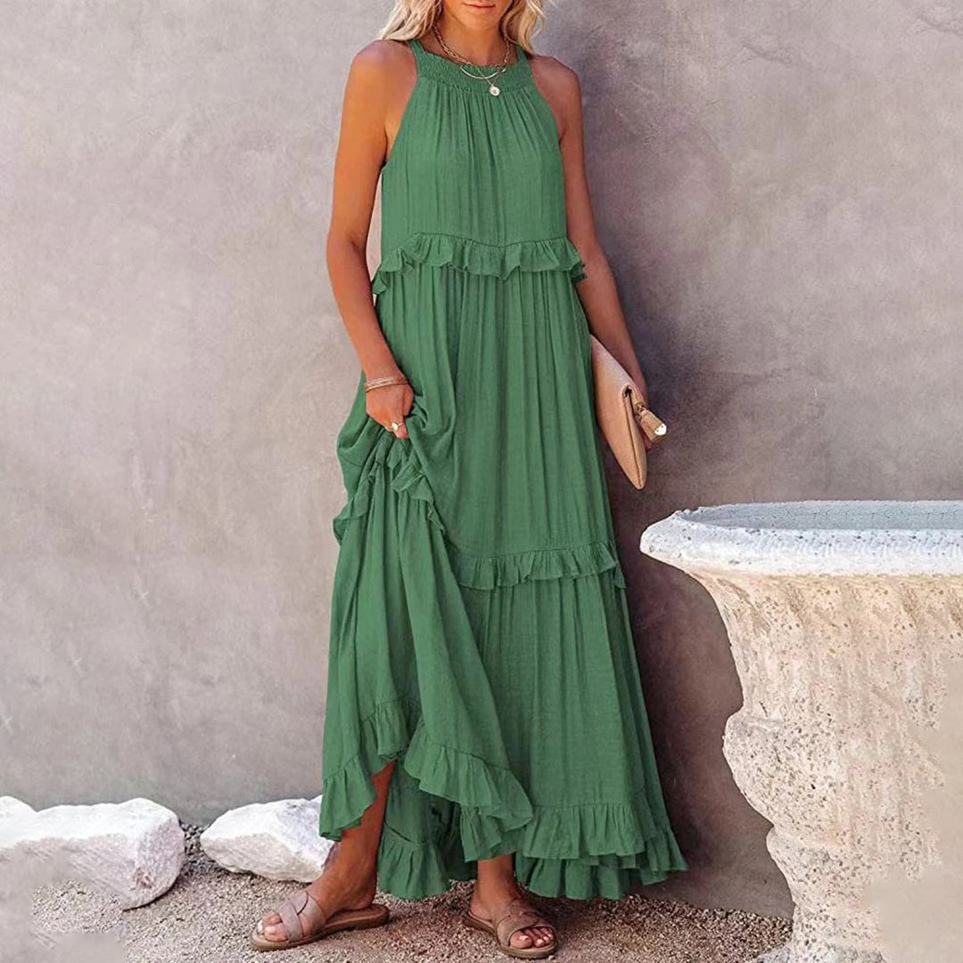 Layered Maxi Dress  Ruffled Halter Neck Design - Product detail 10