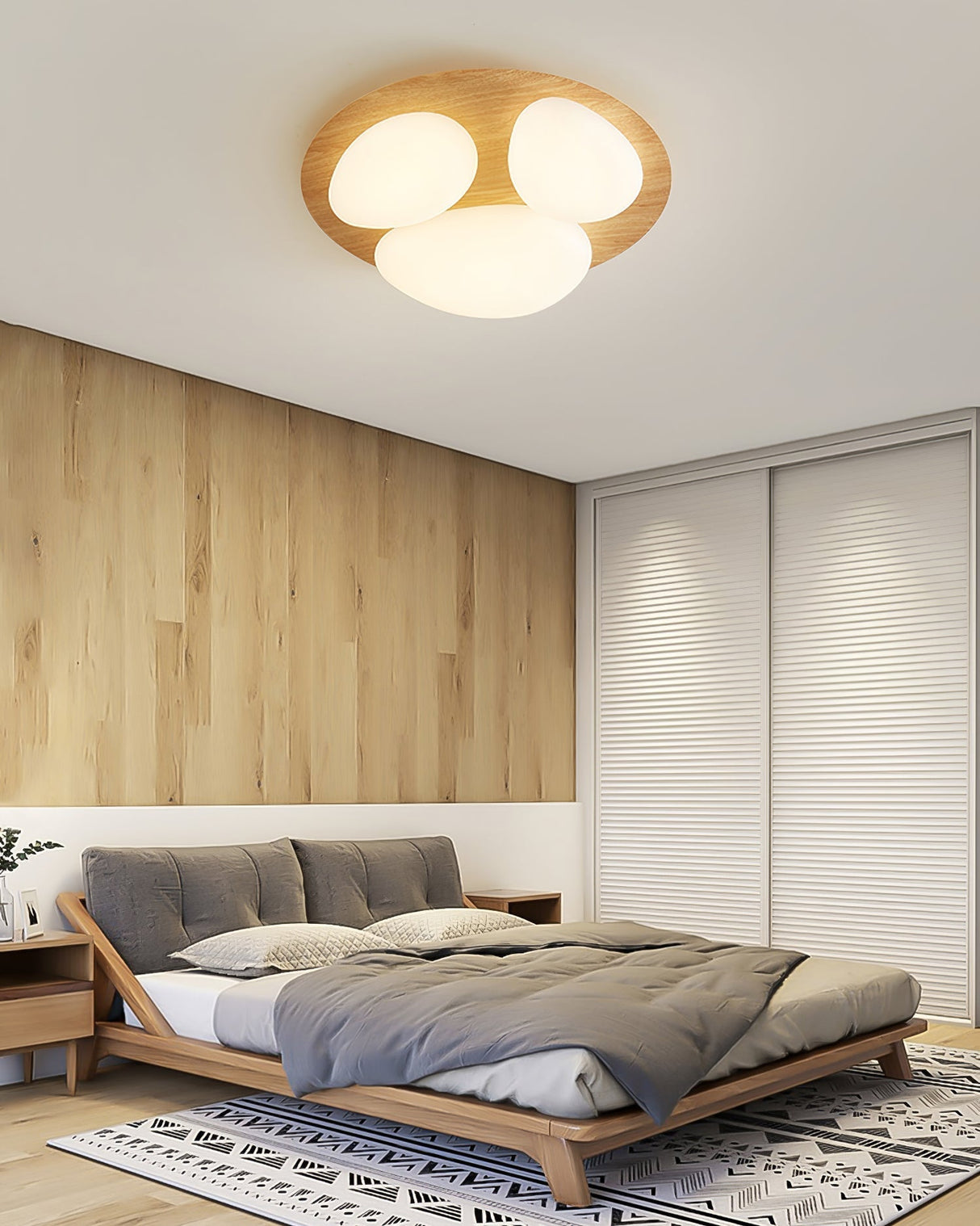 Modern LED Ceiling Light  Natural Wood Frame Design - Product detail 6