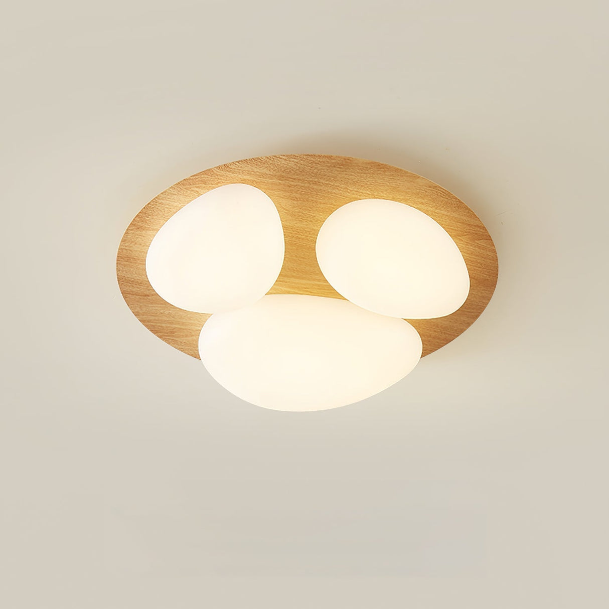 Modern LED Ceiling Light  Natural Wood Frame Design - Detailed view