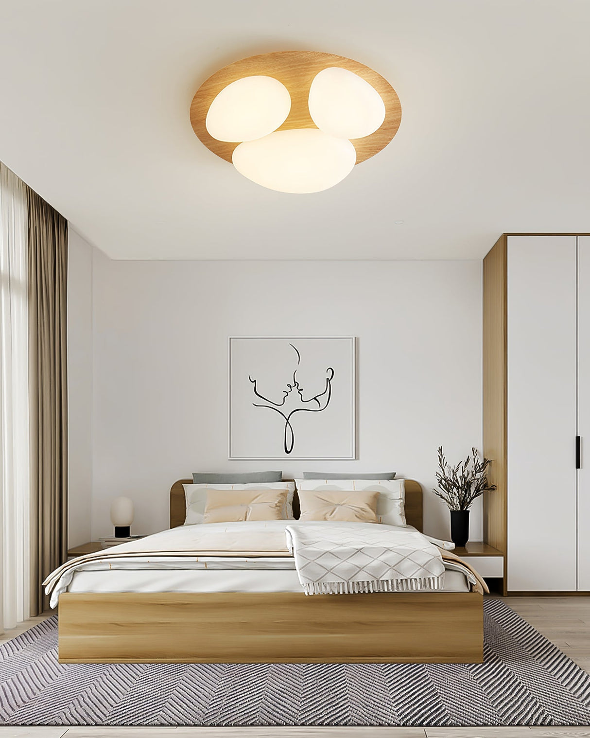 Modern LED Ceiling Light  Natural Wood Frame Design - Product detail 10
