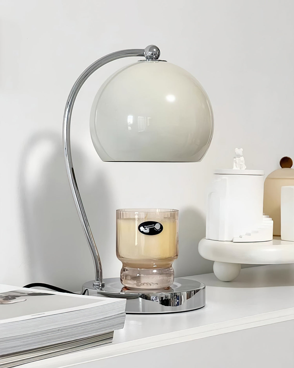 Modern Table Lamp  Glass Dome with Candle Platform - Product detail 6