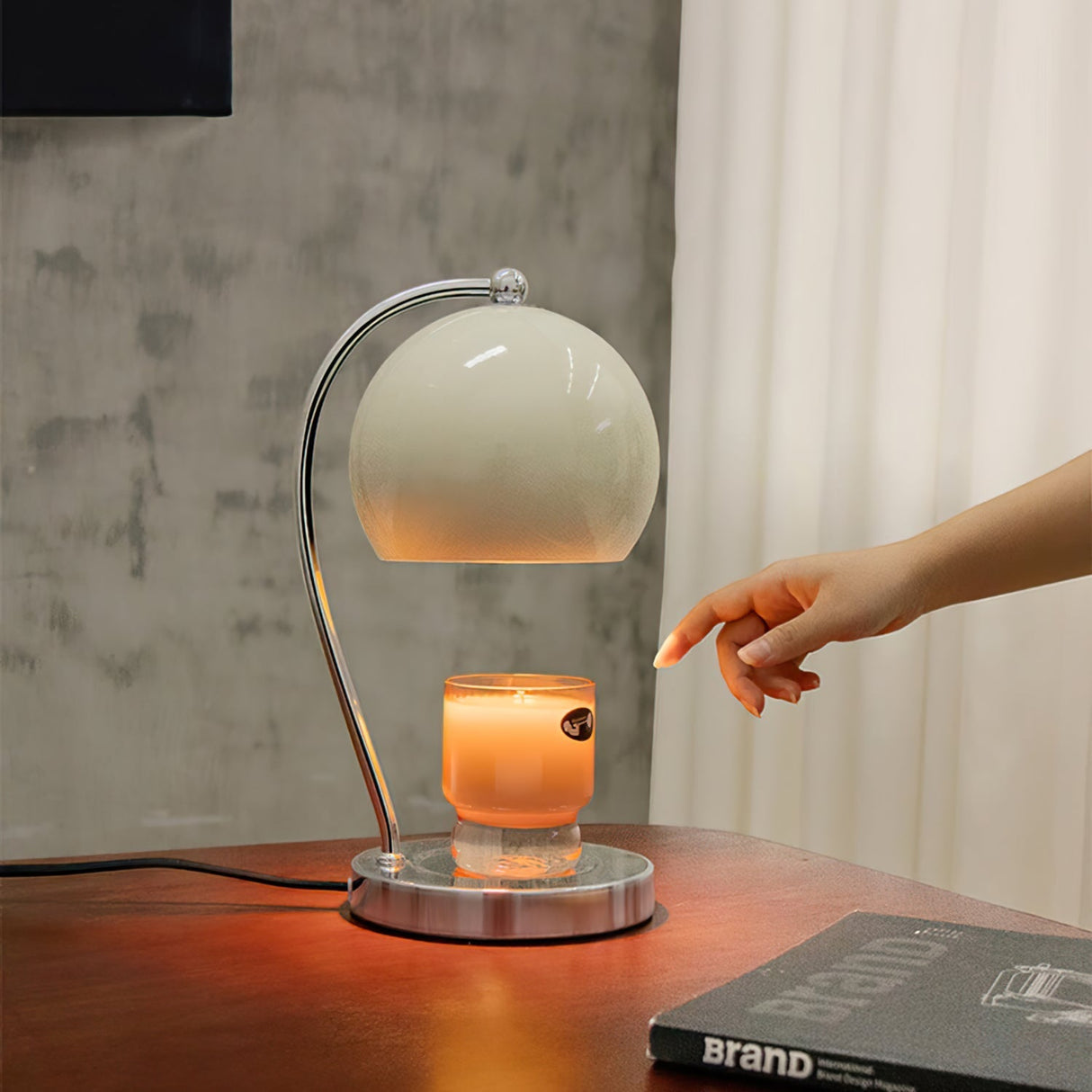 Modern Table Lamp  Glass Dome with Candle Platform - Product detail 14