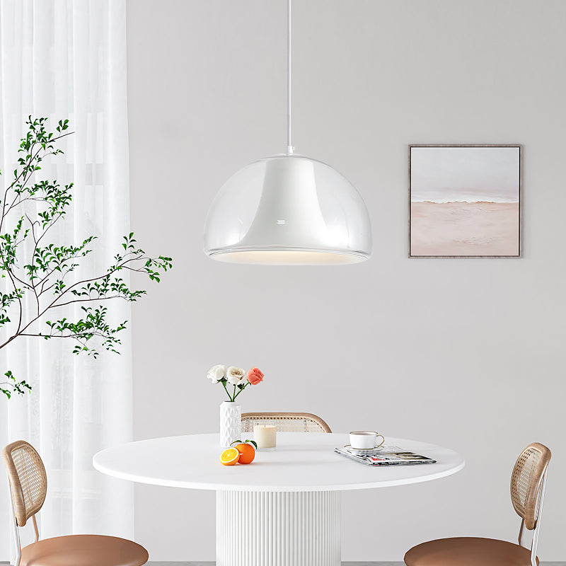 Modern Dome Pendant Light  White Glass With Orange Accent - Product detail 4