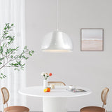 Modern Dome Pendant Light  White Glass With Orange Accent - Product detail 4