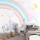 Princess Mural Wallpaper | Pastel Rainbow Castle Design