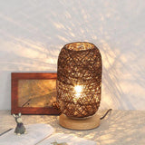 Rattan Table Lamp  Woven Rope Shade With Wood Base - Product detail 6