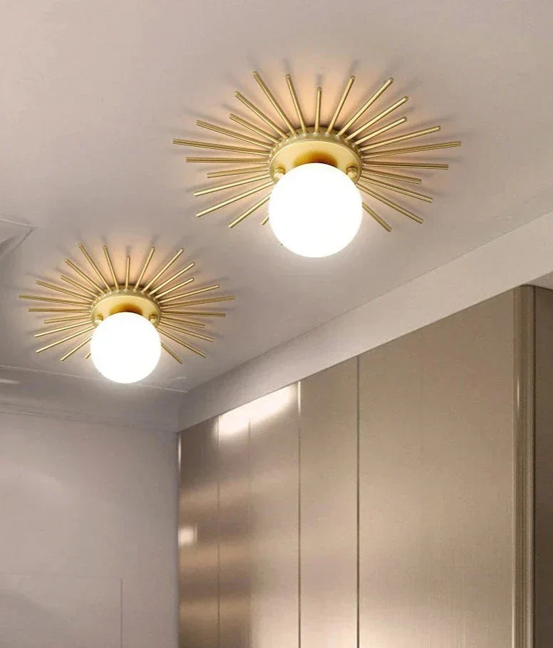 Sunburst Ceiling Light  Gold Metal Globe Fixture - Product detail 6