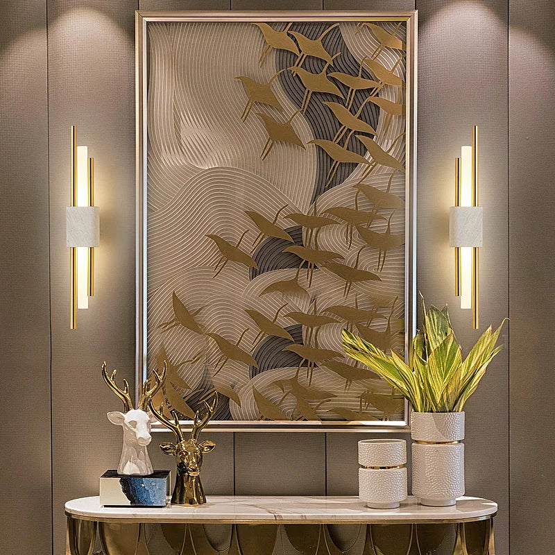 Modern Marble Wall Light  Green Stone LED Sconce - Detailed view