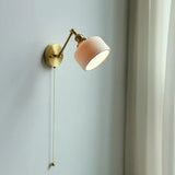 Nordic Ceramic Wall Light  Ribbed Glass Shade With Brass Fixture - Product detail 9