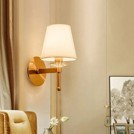 Modern LED Wall Sconce  Brass Finish With Fabric Shade - Product detail 4
