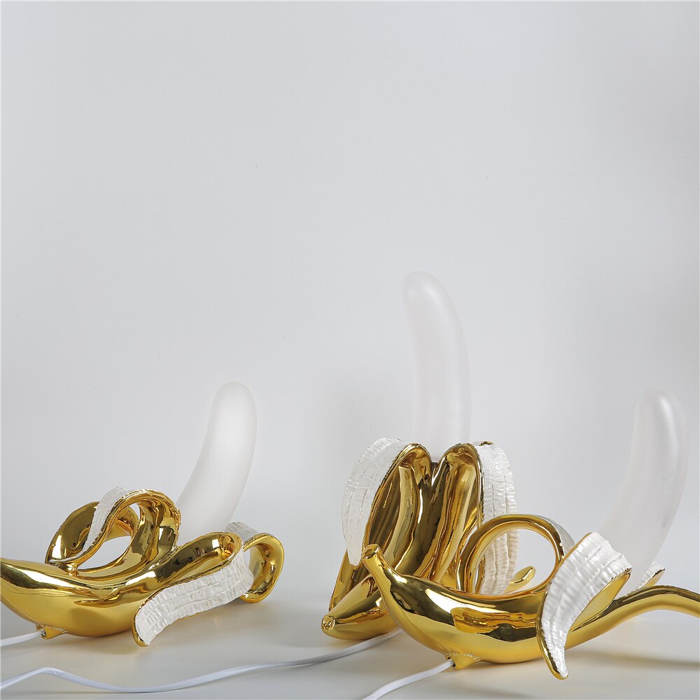 Art Deco Table Lamp  Banana-Shaped Gold Metal Design - Product detail 10