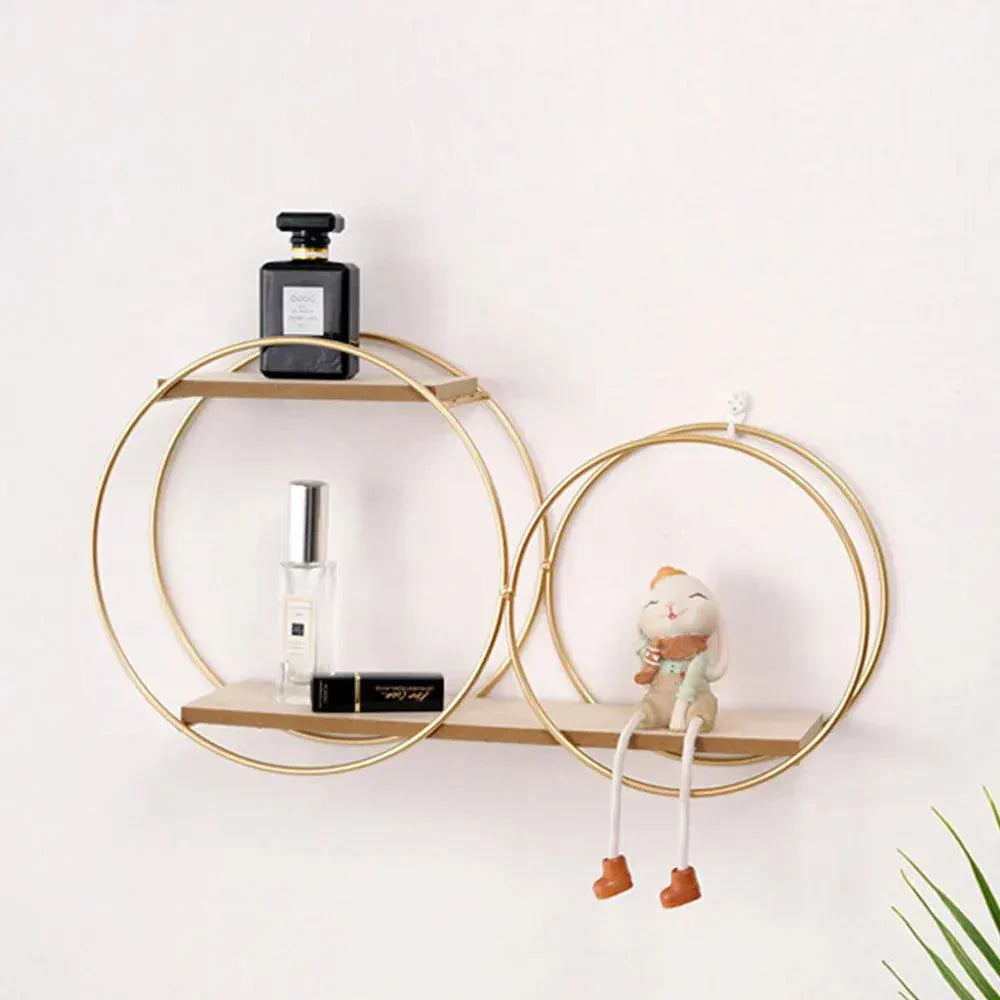 Scandinavian Wall Shelf  Iron  Wood Double Ring Design - Product detail 4