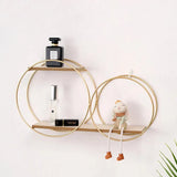 Scandinavian Wall Shelf  Iron  Wood Double Ring Design - Product detail 4