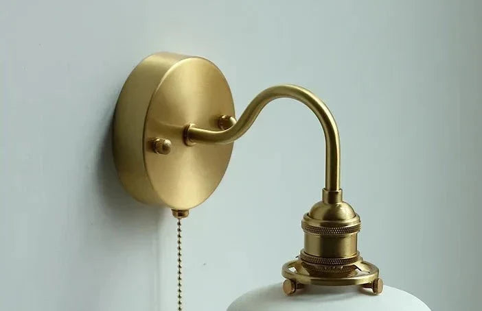 Nordic Ceramic Wall Light  Ribbed Glass Shade With Brass Fixture - Product detail 31