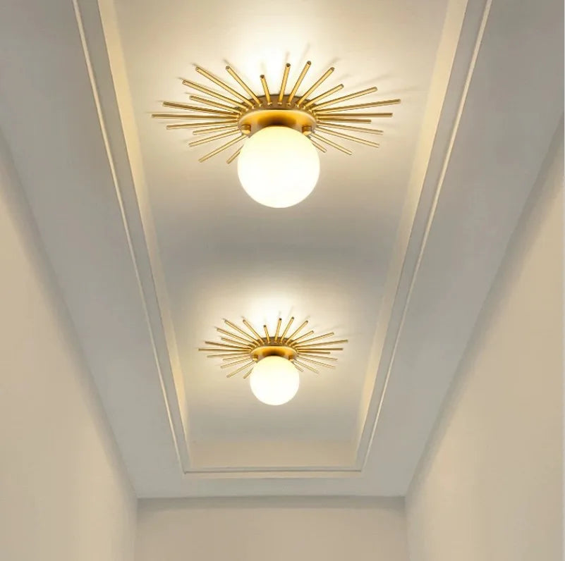 Sunburst Ceiling Light  Gold Metal Globe Fixture - Product detail 5