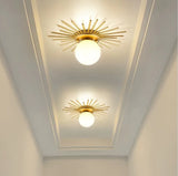 Sunburst Ceiling Light  Gold Metal Globe Fixture - Product detail 5