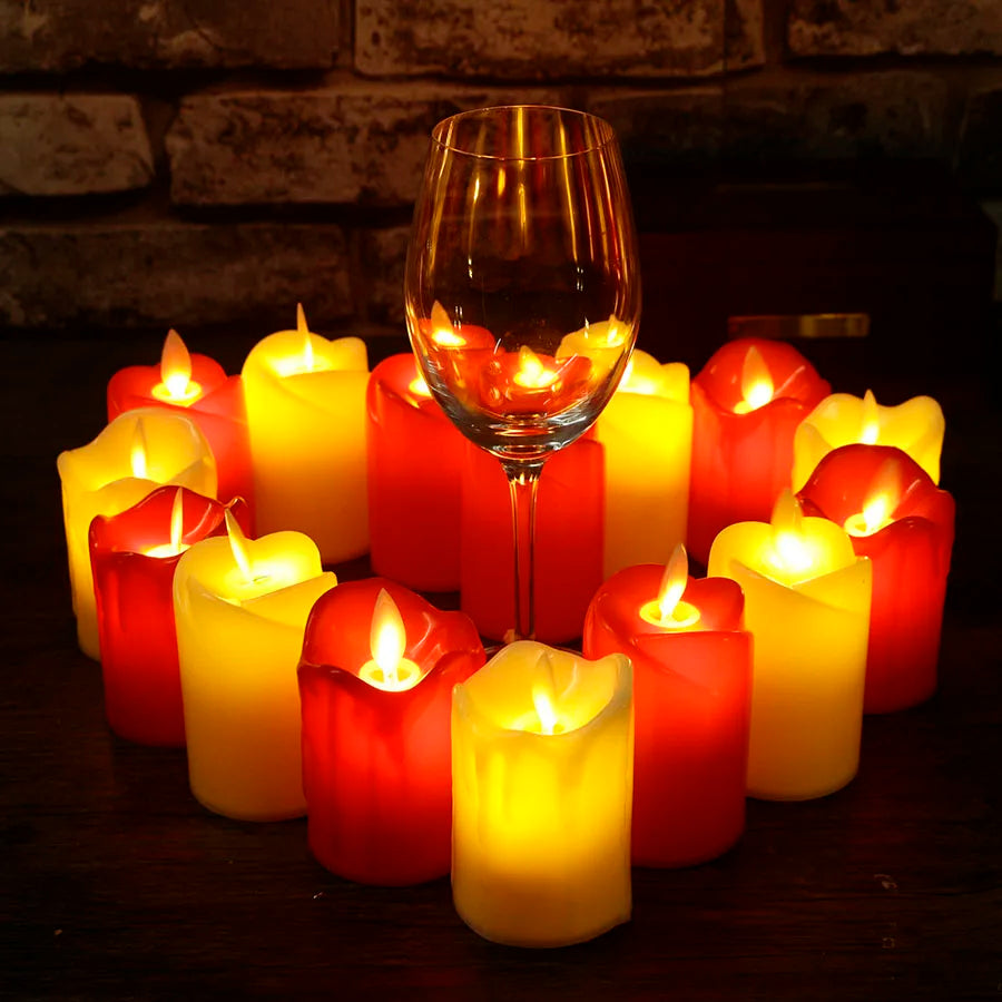 LED Flameless Candles  Red  Yellow Drip Effect - Product example