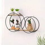 Scandinavian Wall Shelf  Iron  Wood Double Ring Design - Product detail 6
