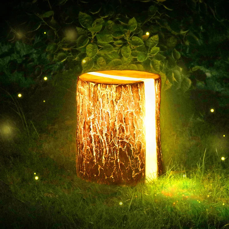Rustic Garden Stump Light  LED Outdoor Path Lighting - Detailed view