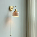 Nordic Ceramic Wall Light  Ribbed Glass Shade With Brass Fixture - Product example