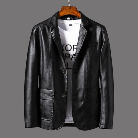 Premium Leather Blazer  Modern Cut Black Lambskin - Product detail 8
