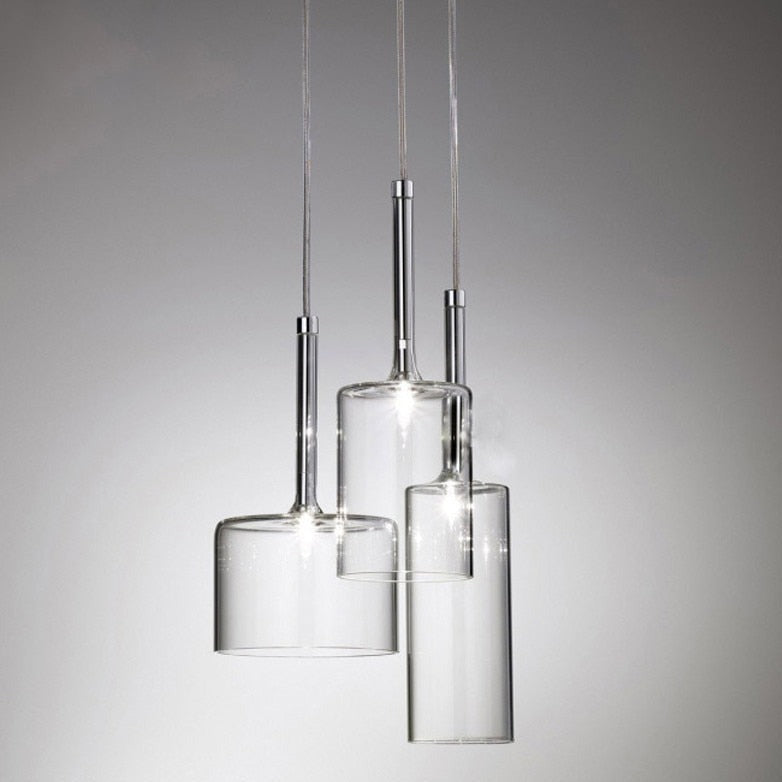 Contemporary Glass Pendant Lights  Clear and Red Cylinder Design - Product detail 12